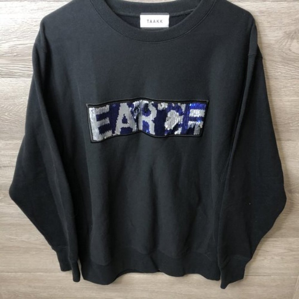 Taakk Mens Medium Black Earth Sequin Sweatshirt